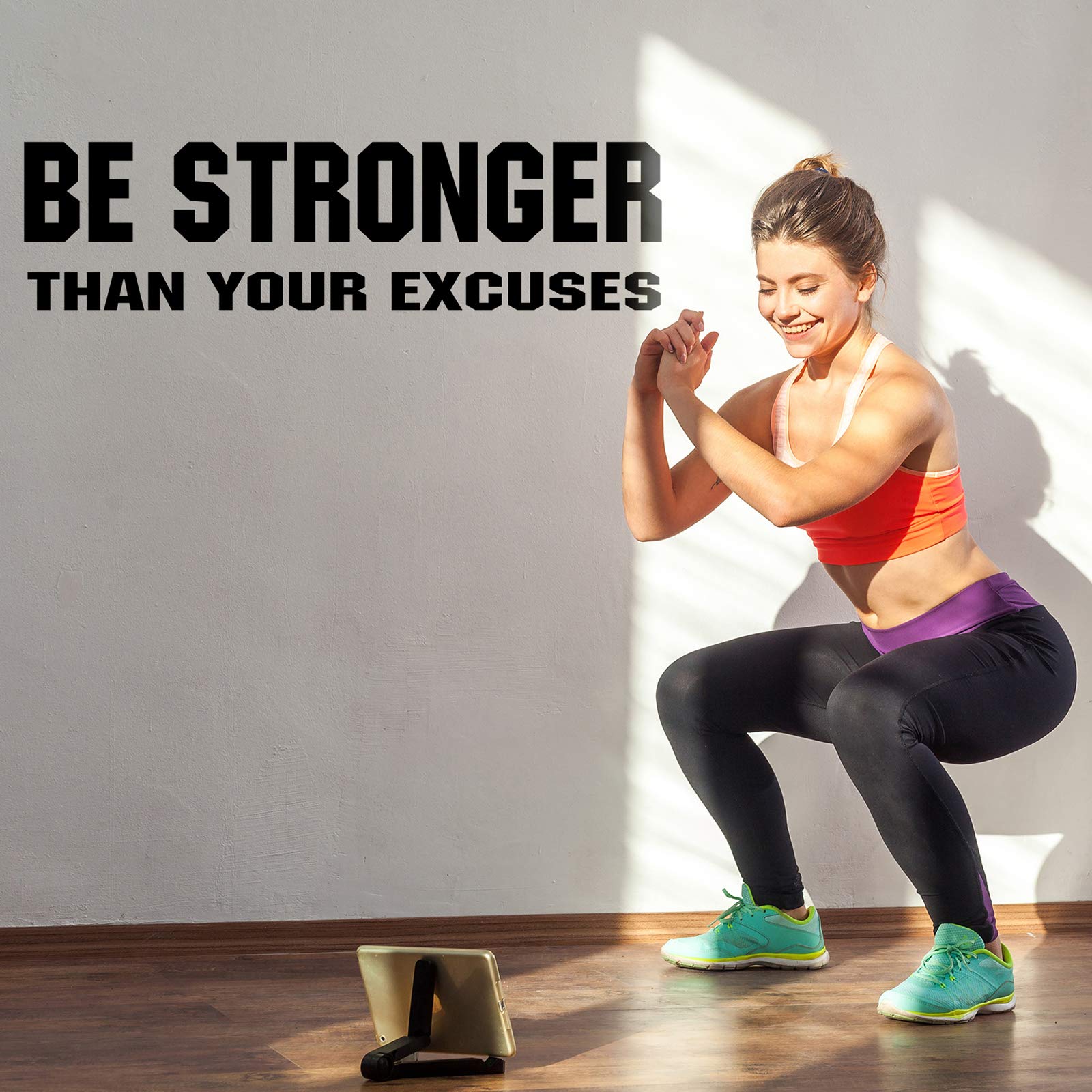 4 Pieces Gym Wall Decal Motivation Vinyl Wall Decals Be Stronger Than Your Excuses Sticker Don'T Wish For It Work For It Large G